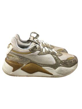 Puma Women's Size 9 RS-X Winter Glimmer Cream Gold Lace-Up Sneakers 372761-01